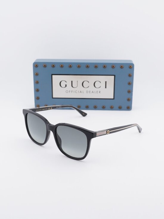 Gucci GG0376SN 001 Square Sunglasses - Black / Grey main image 7